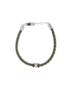 Celine Triomphe Beach Bracelet In Smooth Calfskin And Brass With Rhodium Finish In Green