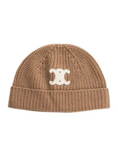 Pre-owned Celine Triomphe Beanie. In Brown