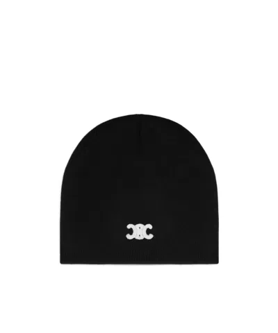 Celine Triomphe Beanie In Wool In Black