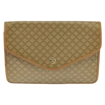 Pre-owned Celine Céline Triomphe Beige Canvas Clutch Bag ()