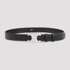 Celine Textured Leather Belt Silver-tone Buckle In Black