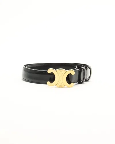 Celine Céline Triomphe Belt, Size 80 In Black