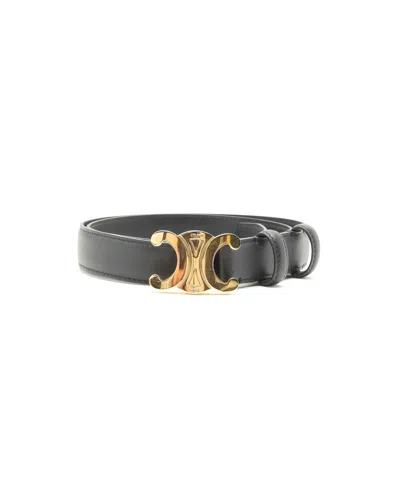 Celine Céline Triomphe Belt, Size 80 In Black