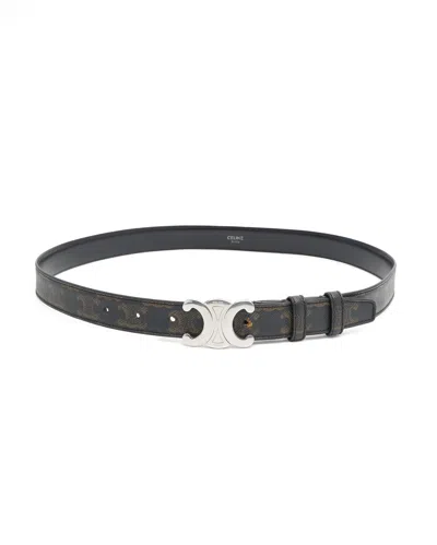 Pre-owned Celine Céline Triomphe Belt, Size 80 In Brown