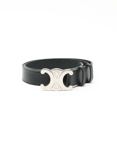 Celine Céline Triomphe Belt, Size 85 In Black