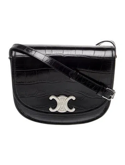 Pre-owned Celine Triomphe Besace In Black