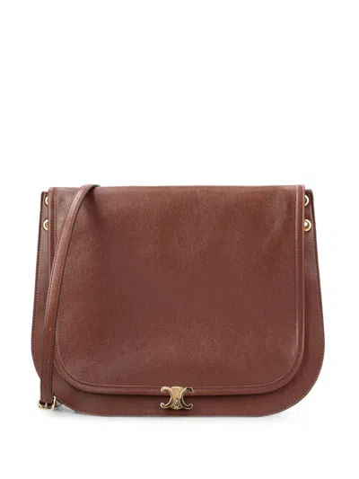 Celine Triomphe Besace Leather Shoulder Bag In Brown