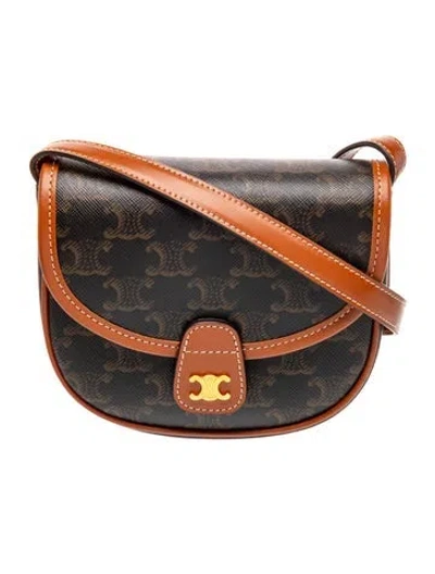 Pre-owned Celine Triomphe Besace Mini In Black