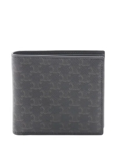 Pre-owned Celine Triomphe Bi-fold Wallet In Black