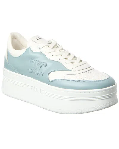 Celine Triomphe Block Leather Platform Sneaker In Blue