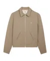 Celine Triomphe Blouson Jacket In Wool Twill In Camel