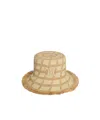 Celine Triomphe Bob In Check Raffia In Brown