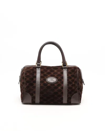 Celine Céline Triomphe Boston Bag In Burgundy