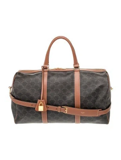 Pre-owned Celine Triomphe Boston Medium In Brown