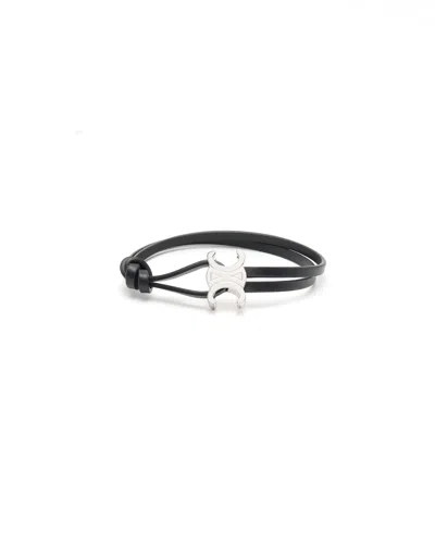 Celine Céline Triomphe Bracelet Leather In Black