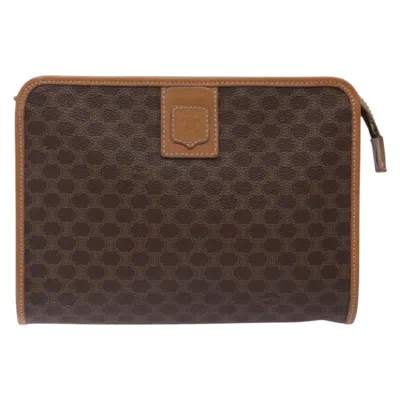 Pre-owned Celine Céline Triomphe Brown Canvas Clutch Bag ()