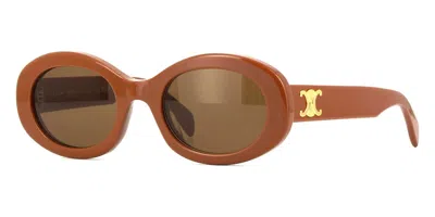 Celine Triomphe Brown Oval Ladies Sunglasses Cl40194u 45e 55 In Black