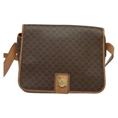 Pre-owned Celine Céline Triomphe Brown,gold Canvas Shoulder Bag ()