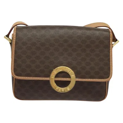 Pre-owned Celine Céline Triomphe Brown,gold Canvas Shoulder Bag () In Multi