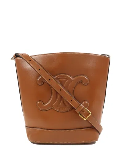 Pre-owned Celine Triomphe Bucket Bag In Brown