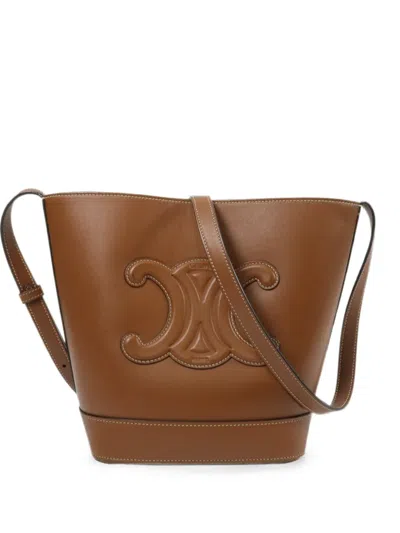 Pre-owned Celine Triomphe Bucket Bag In Brown