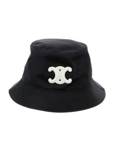 Pre-owned Celine Triomphe Bucket Hat In Burgundy