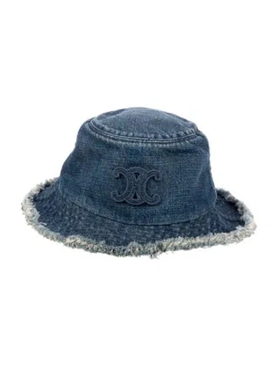 Pre-owned Celine Triomphe Bucket Hat 'dark Union' W/tags In Blue