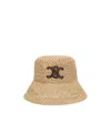 Celine Women Triomphe Raffia Bucket Hat In Neutral