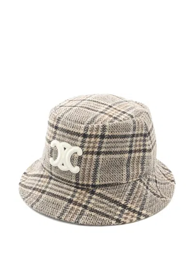 Pre-owned Celine Triomphe Bucket Hat In Neutral