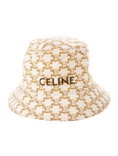 Pre-owned Celine Triomphe Bucket Hat In Neutral