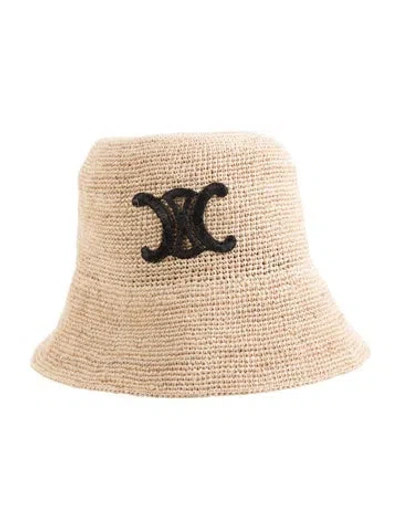 Pre-owned Celine Triomphe Bucket Hat In Neutrals