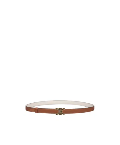 Celine Triomphe Buckle 18mm In Brass With Strass  Reversible Strap 18mm In Taurillon In Multi