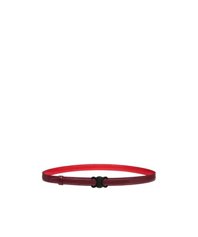 Celine Triomphe Buckle 18mm In Metal  Reversible Strap 18mm In Taurillon In Red