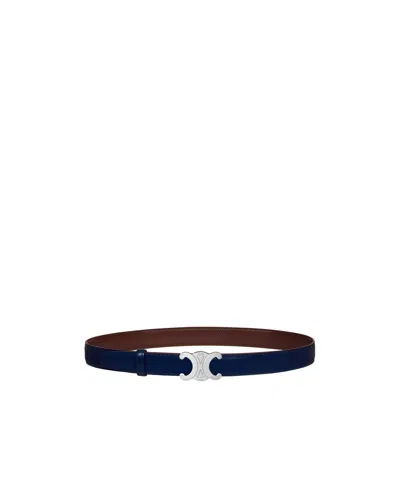 Celine Triomphe Buckle  Reversible Strap 25mm In Blue