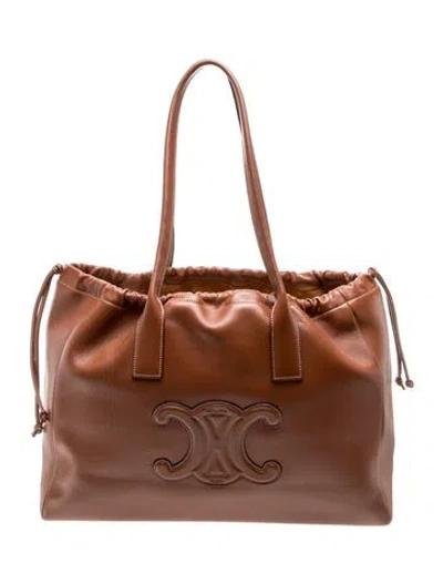 Pre-owned Celine Triomphe Cabas Drawstring 2023 In Brown