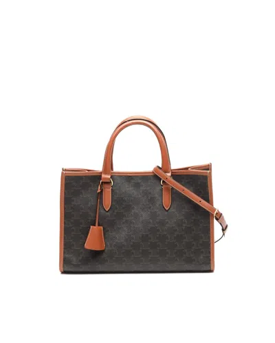 Pre-owned Celine Céline Triomphe Cabas Horizontal Tote Bag In Brown