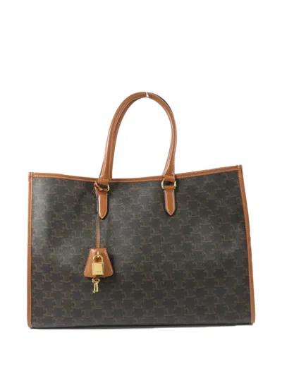 Pre-owned Celine Triomphe Cabas Tote Bag In Brown
