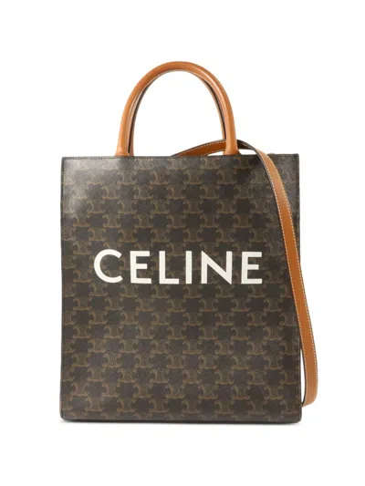 Pre-owned Celine Triomphe Cabas Tote Bag In Brown