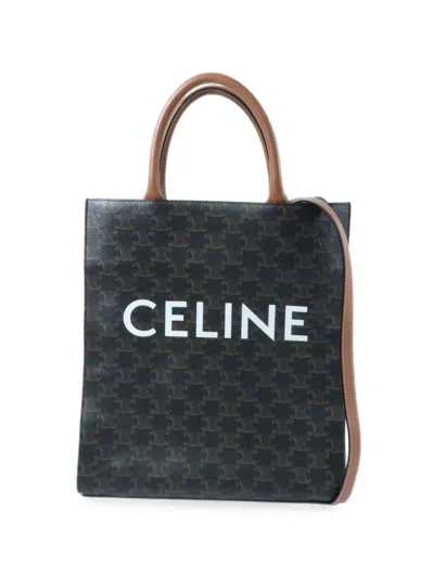 Pre-owned Celine Triomphe Cabas Vertical Two-way Tote Bag In Brown