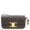 Celine Claude Classic Triomphe Logo-printed Shoulder Bag In Brown