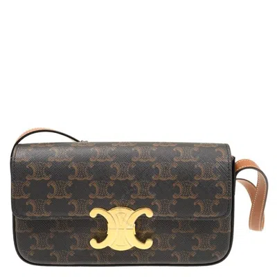 CELINE CELINE TRIOMPHE CANVAS AND CALFSKIN CLAUDE SHOULDER BAG