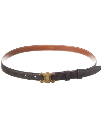 Celine Triomphe Canvas & Leather Belt In Brown