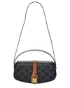 Celine Triomphe Canvas & Leather Clutch On Strap In Brown