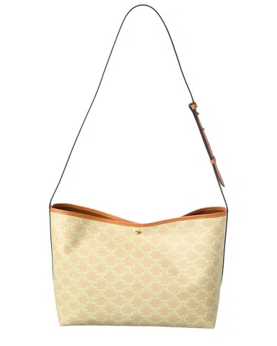 Celine Triomphe Canvas & Leather Shoulder Bag In Yellow