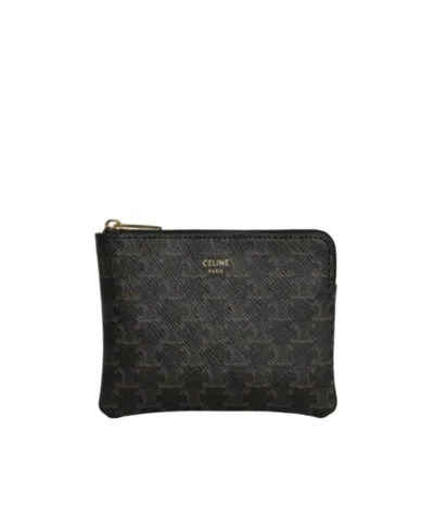 Celine Triomphe Canvas Artificial Leather Change Card Bag In Black