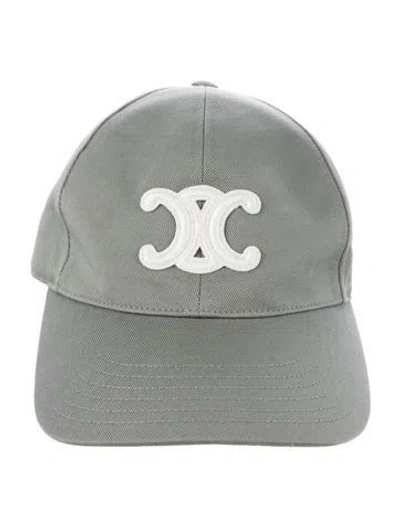Pre-owned Celine Triomphe Canvas Baseball Cap In Green