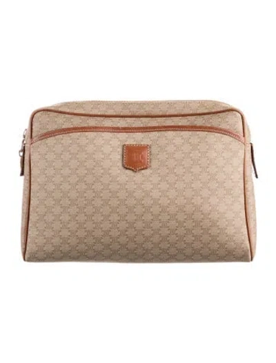 Pre-owned Celine Triomphe Canvas Cosmetic Bag In Brown