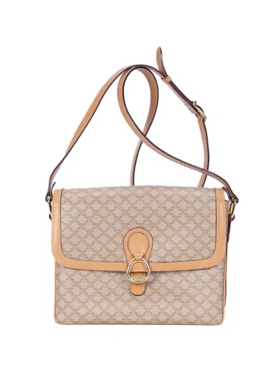 Pre-owned Celine Triomphe Canvas Crossbody Bag In Neutral
