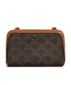 Celine Triomphe Canvas Logo-printed Chain Shoulder Bag In Brown