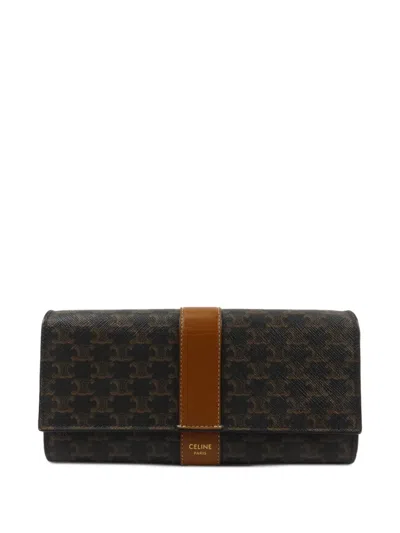 Pre-owned Celine Triomphe Canvas Long Wallet In Brown